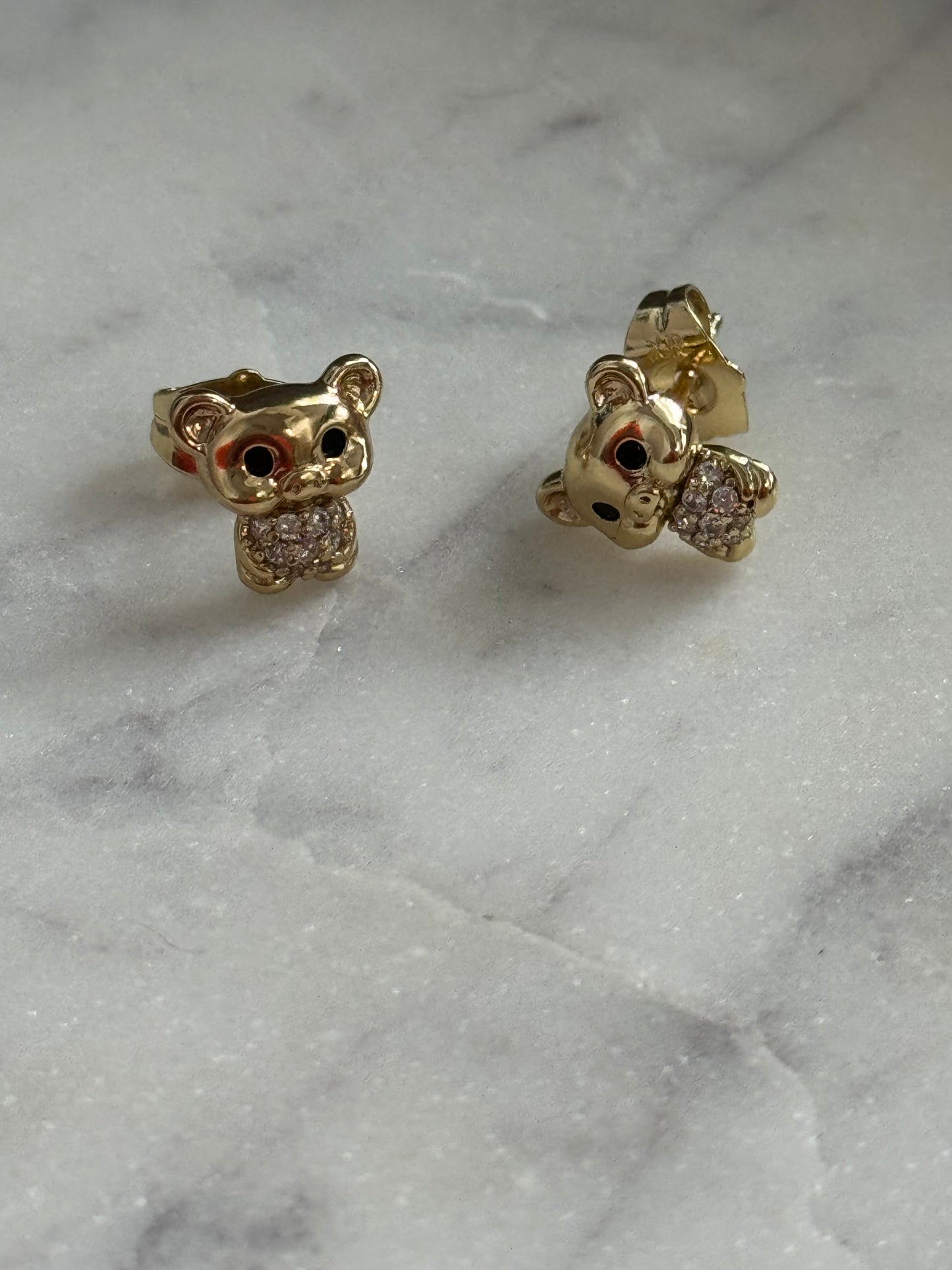 Bear Small Earrings 14k Gold Plated