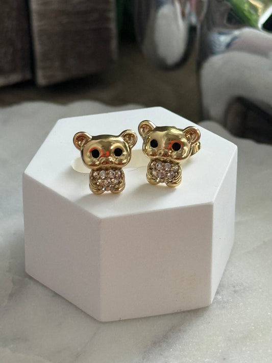 Bear Small Earrings 14k Gold Plated