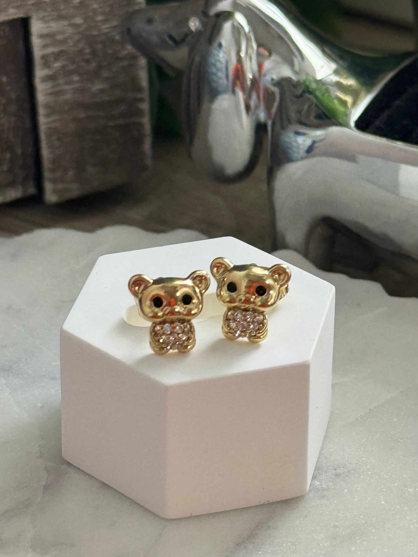 Bear Small Earrings 14k Gold Plated