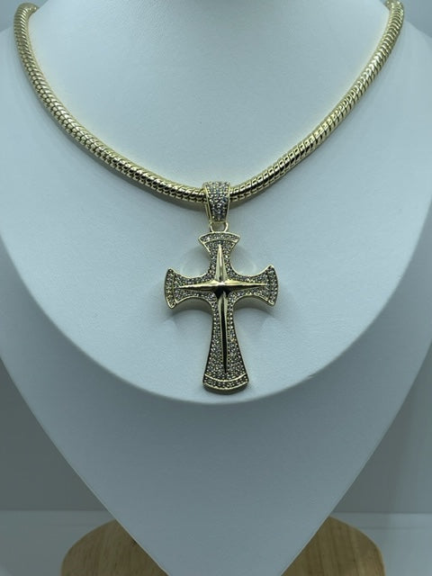 Big Cross Necklace 14k Gold Plated